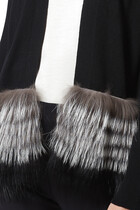 Fox Fur Trim Long-Sleeved Cardigan